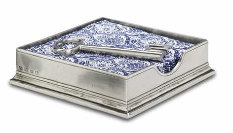 Match Pewter Cocktail Napkin Box with Key Weight