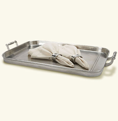 Match Italian Pewter Gallery Tray with Handles