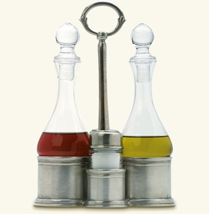 Match Italian Pewter Oil and Vinegar Salt and Pepper Caddy