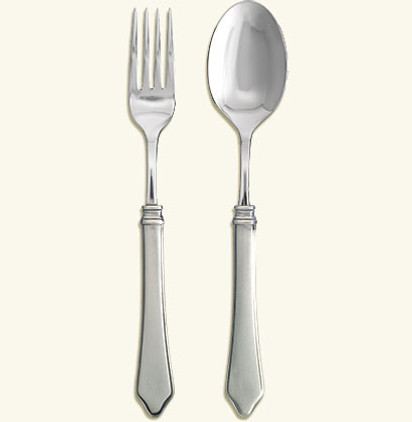 Match Italian Pewter Violetta Serving Fork & Spoon