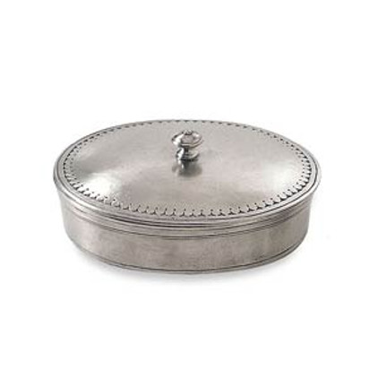 Match Italian Pewter Oval Lidded Box Medium