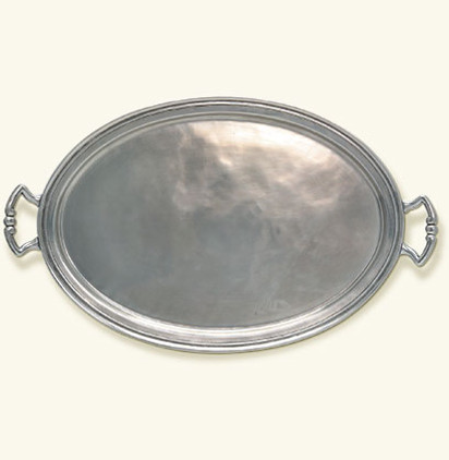 Match Italian Pewter Oval Tray with Handles Extra Large