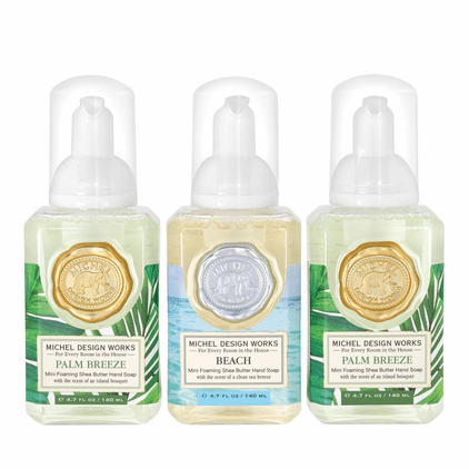 Michel Design Works Mini Foaming Soap Set ( Palm Breeze, Beach, Palm Breeze )