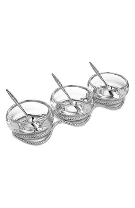 Nambe Braid Triple Condiment Set with Spoons