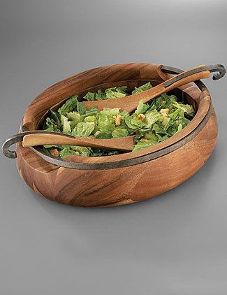 Nambe Anvil Salad Bowl with Servers