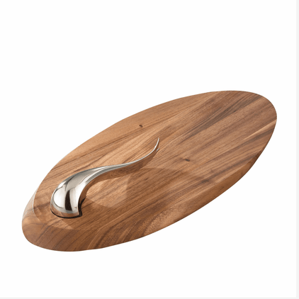 Nambe Swoop Cheese Board with Knife