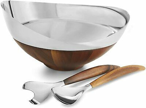 Nambe Pulse Salad Bowl with Servers