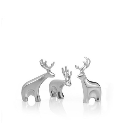 Nambe Holiday - Miniature Dasher Reindeer Figurine Set