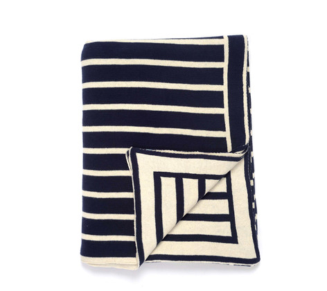 Darzzi Navy Natural Striped Throw Blanket 50X60