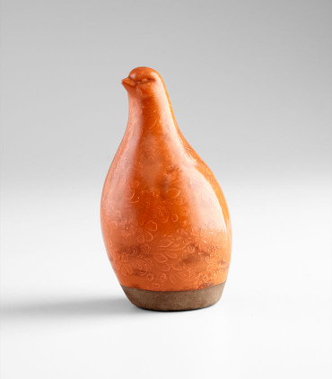 Orange Ceramic Stylized Partridge Sculpture by Cyan Design