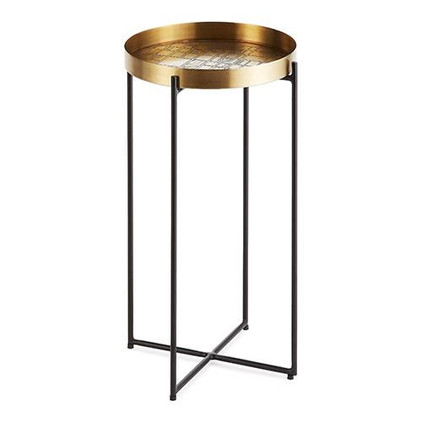 Pendulux Map Accent Table Antique Brass