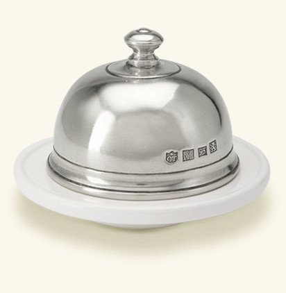 Match Italian Pewter Convivio Butter Dome Small White