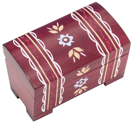 Polish Handcarved Wooden Box - Chest with Floral Design