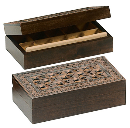 Polish Handcarved Wooden Box - Carved Jewel/Stamp Box