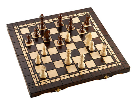 Polish Handcarved Wooden Box - Chess-Backgammon 20.5 Inch