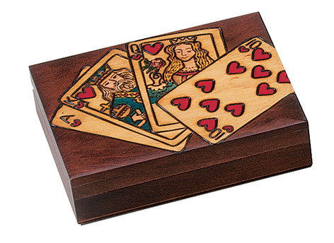 Polish Handcarved Wooden Box - Playing Card Box #7