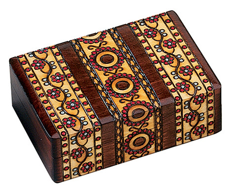 Polish Handcarved Wooden Box - Ornate Ribbon Box