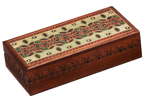 Polish Handcarved Wooden Box - Muted Leaf Box