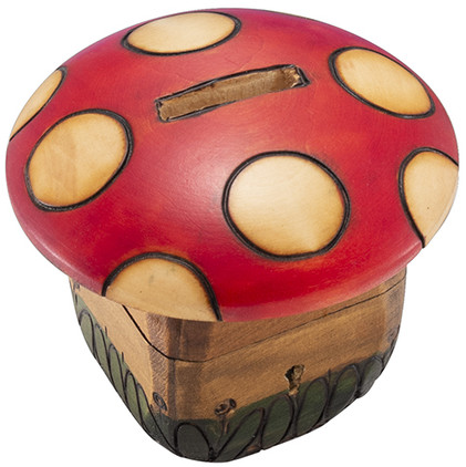 Polish Handcarved Wooden Box - Mushroom Bank