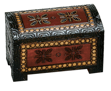 Polish Handcarved Wooden Box - Miniature Treasure Chest Box