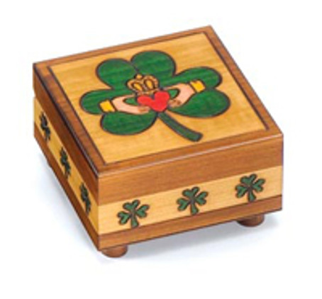 Polish Handcarved Wooden Box - Claddaugh Puzzle Box