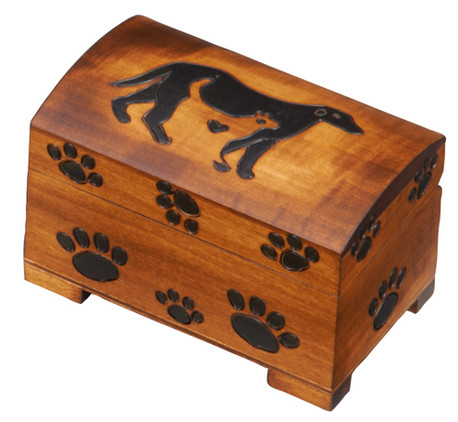 Polish Handcarved Wooden Box - Dog/Cat Paw Print Chest, Small