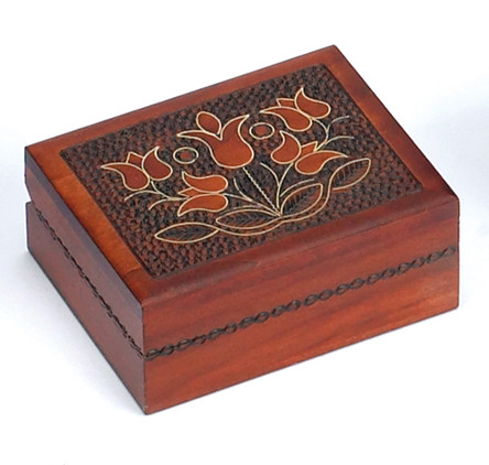 Polish Handcarved Wooden Box - Floral Box #2