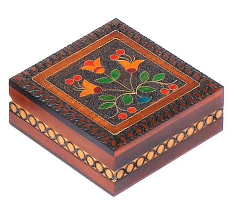 Polish Handcarved Wooden Box - Floral Box #4