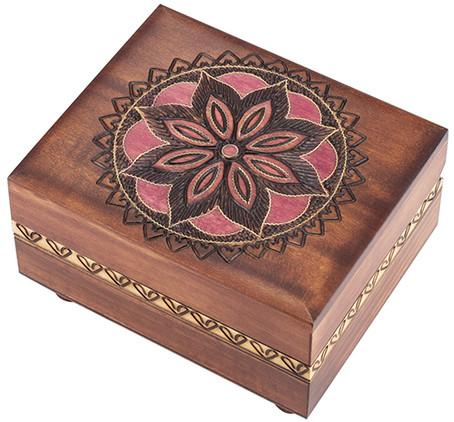 Polish Handcarved Wooden Box - Floral Puzzle Box