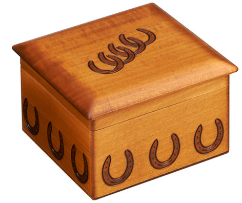 Polish Handcarved Wooden Box - Horse Shoe Box, Medium #2