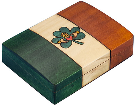 Polish Handcarved Wooden Box - Ireland Flag Box
