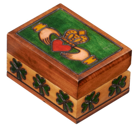 Polish Handcarved Wooden Box - Small Claddaugh Box