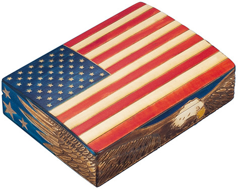 Polish Handcarved Wooden Box - Usa Flag Box with Eagle