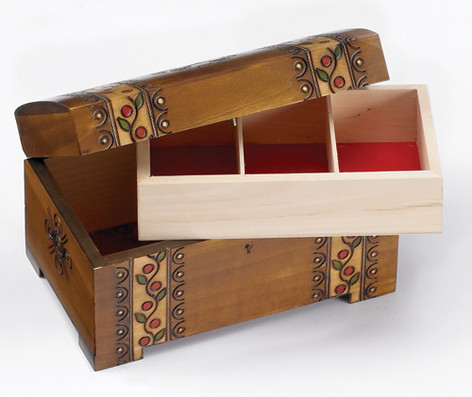 Polish Handcarved Wooden Box - Vine Banded Chest Box