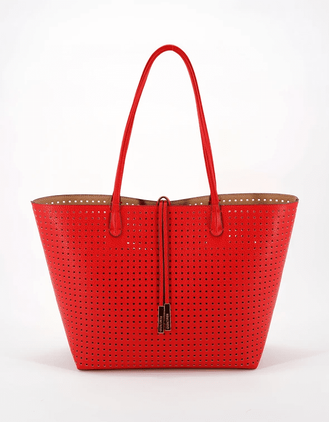 Remi & Reid Departure Tote with Crossbody Perforated Tropic Red/Nude