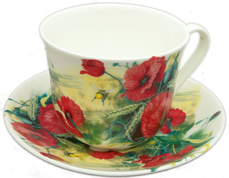 Roy Kirkham Poppy Jumbo Breakfast Cup & Saucer Set