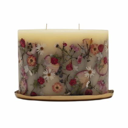 Rosy Rings Oval Botanical Candle + Plate Set - Apricot Rose