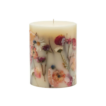 Rosy Rings Apricot & Rose 6.5" Tall Round Botanical Candle