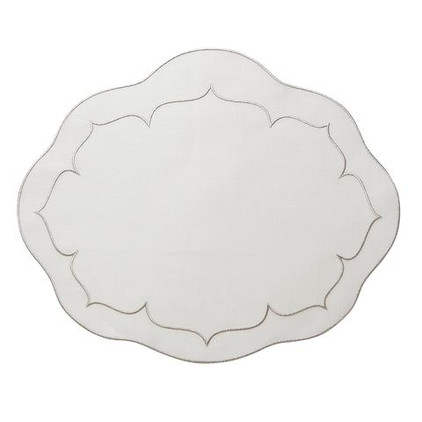 Skyros Designs Linho Collection White Platinum Oval