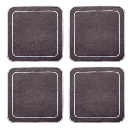 Skyros Designs Linho Simple Square Coaster Set of 4 - Charcoal / White