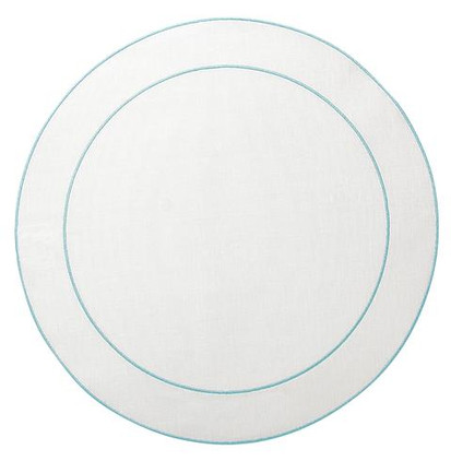 Skyros Designs Linho Simple Round Mat White/Ice Blue