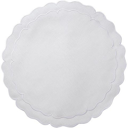 Skyros Designs Linho Scalloped Round Mat White/White