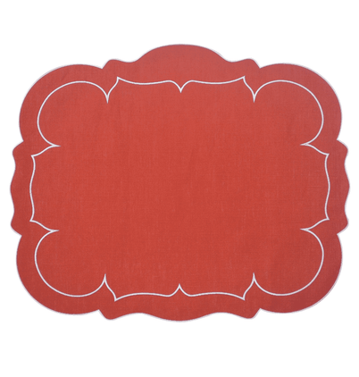 Skyros Designs Linho Collection Brick Red White Rectangle