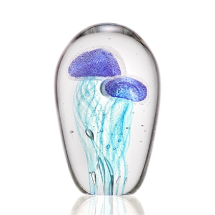 SPI Home Art Glass Blue Jellyfish Duet 4.5 Inch