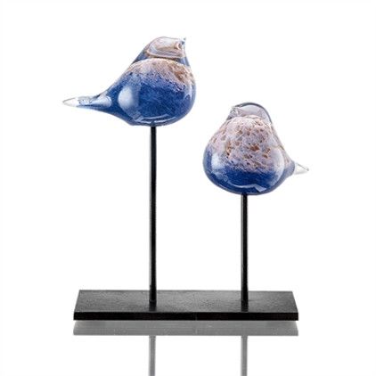 SPI Home Art Glass Bird Pair Desk Decor