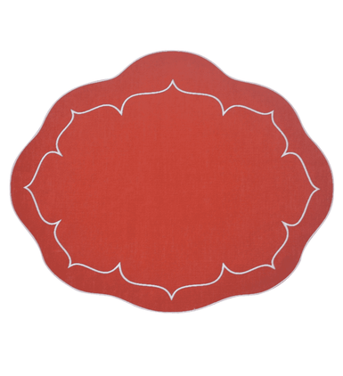 Skyros Designs Linho Collection Brick Red White Oval