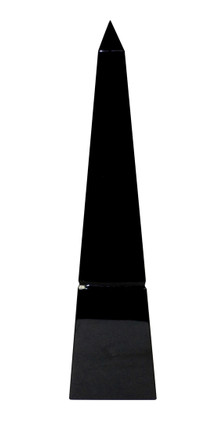 Dessau Home Small Black Crystal Obelisk Grooved Base