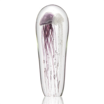 SPI Home Art Glass Purple & White Jellyfish 12