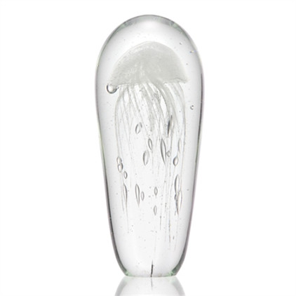 SPI Home Art Glass White Jellyfish 12 Inch Glow in Dark