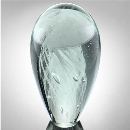 SPI Home Art Glass White Jellyfish 9.5 Inch Glow in Dark